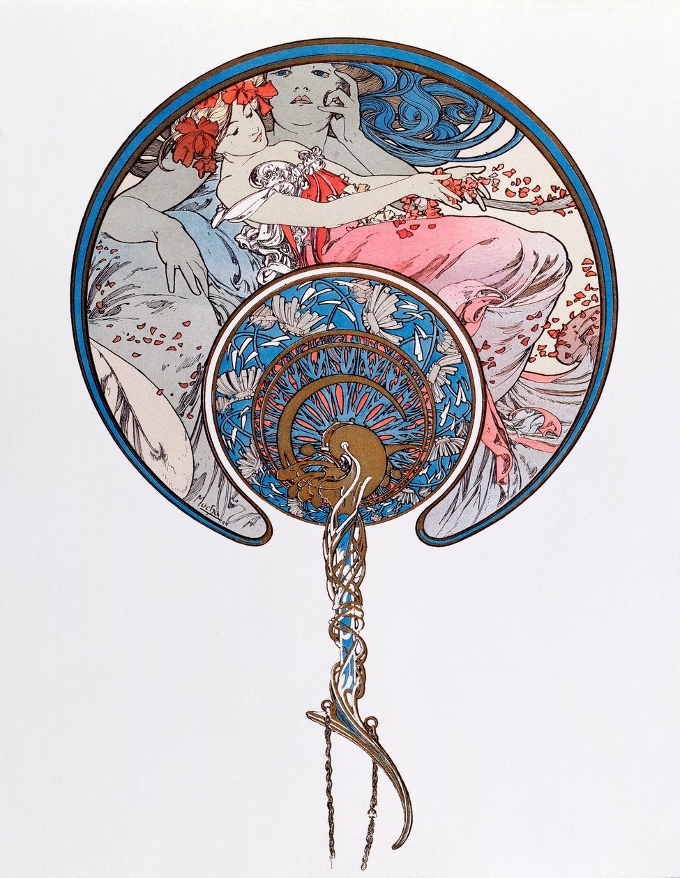 The Passing Wind Wars Youth Lithography by Alphonse Mucha（1860-1939）1899-Dim 45,5x 62 cm Private collection 作： アルフォンス・ミュシャ