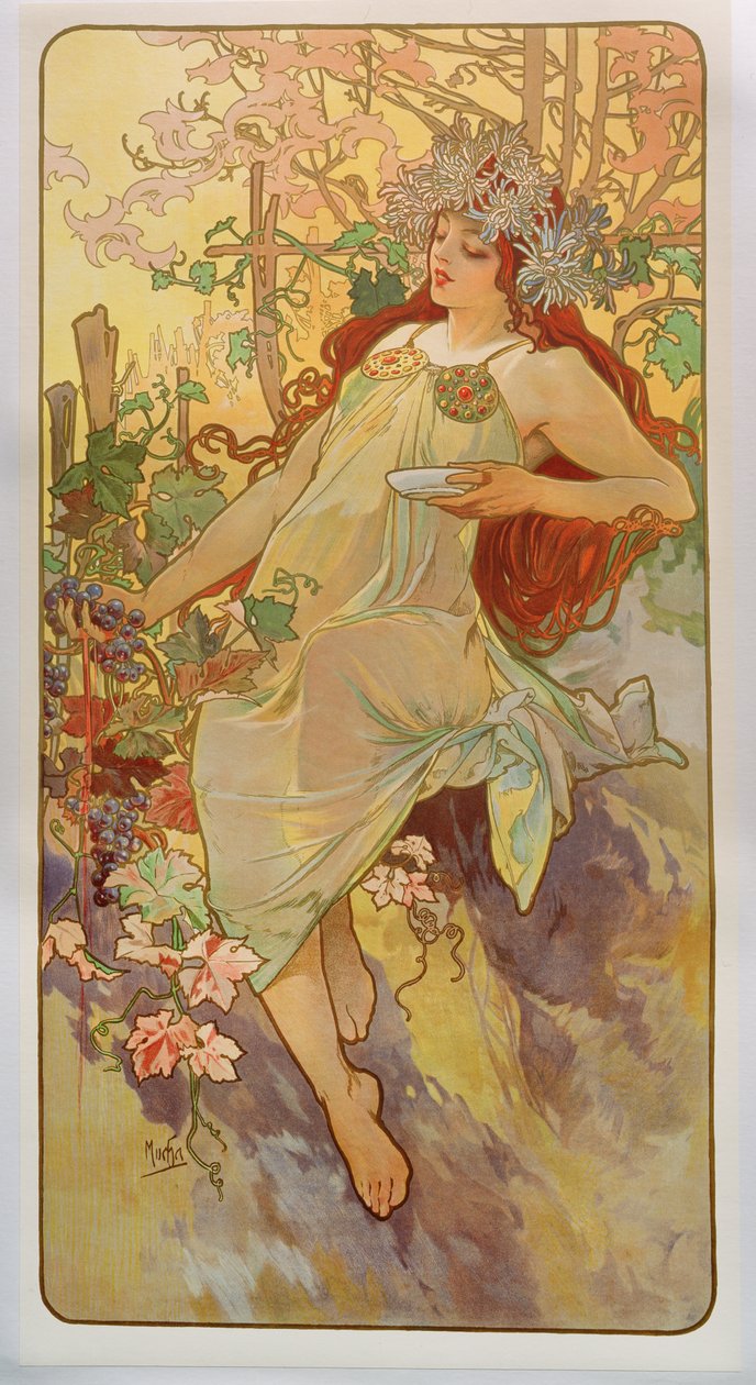 季節：秋、1896 作： アルフォンス・ミュシャ
