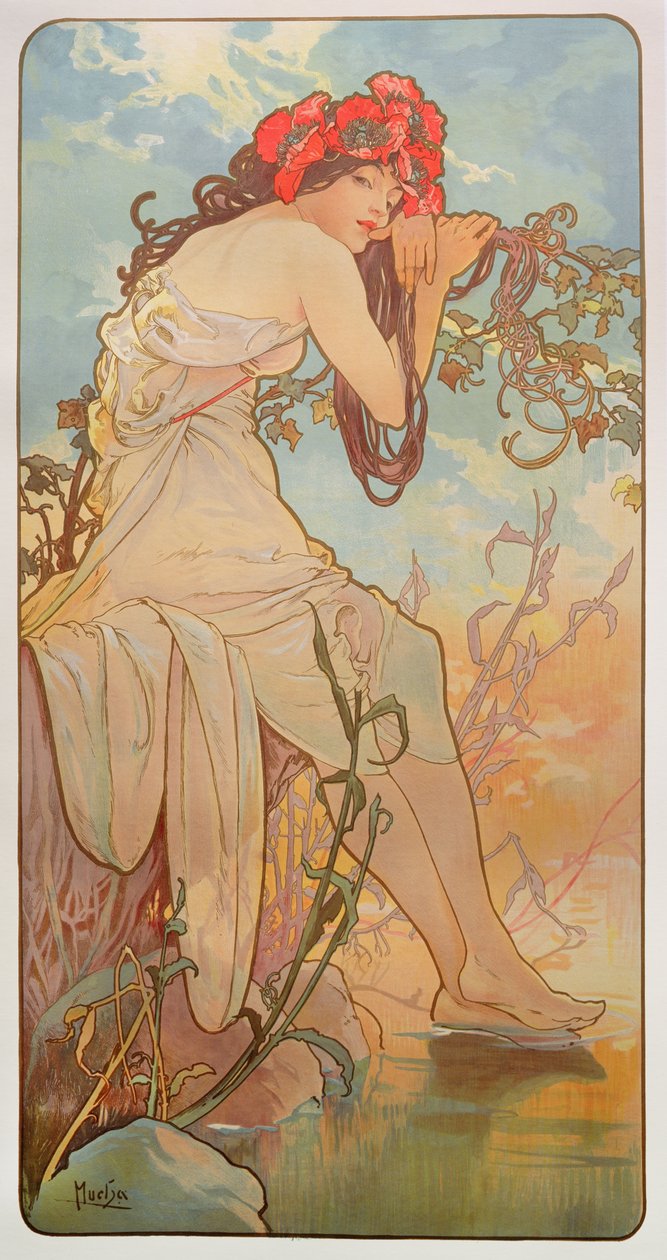 季節：夏、1896 作： アルフォンス・ミュシャ