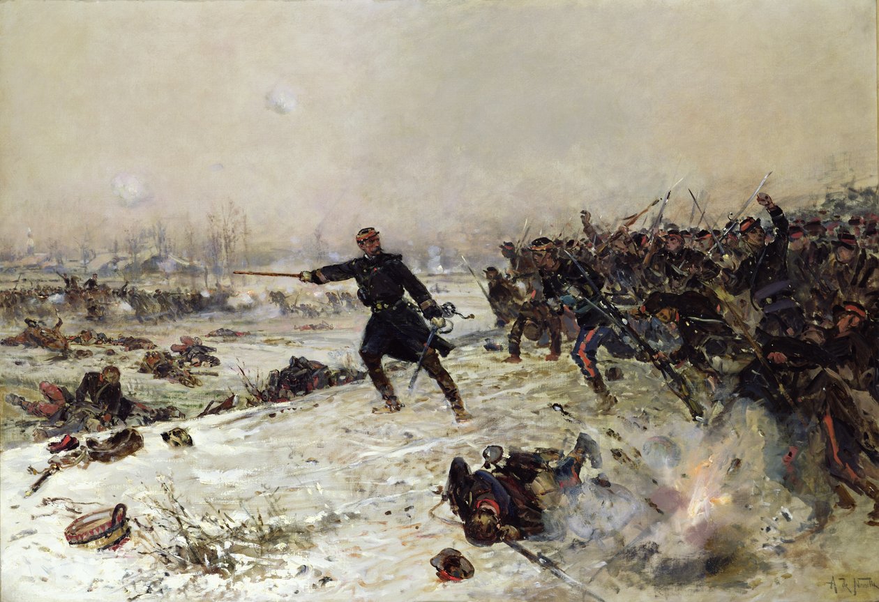 1870年の戦争のエピソード、1872年1871年1月16日、シェネビエの戦い 作： アルフォンス・マリー・ド・ヌーヴィル