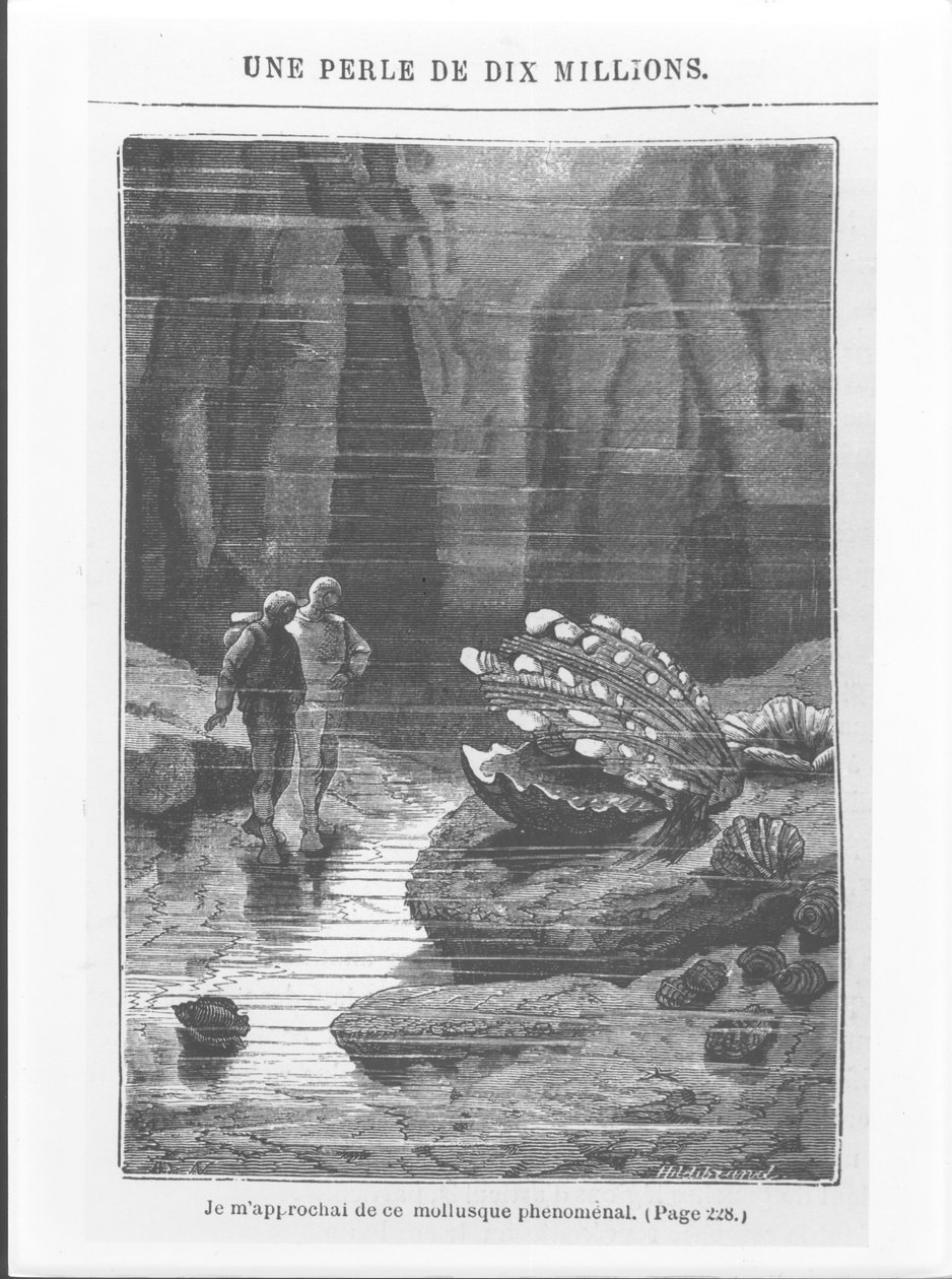 アンリテオフィルヒルディブランド（1824-97）c.1869-70によって刻まれたジュールヴェルヌ（1828-1905）による「海底20,000リーグ」のイラスト 作： アルフォンス・マリー・ド・ヌーヴィル