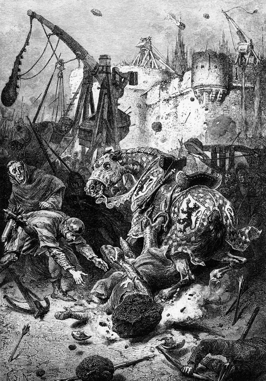 1883年6月25日、トゥールーズの包囲でのシモンドモンフォールの死 作： アルフォンス・マリー・ド・ヌーヴィル