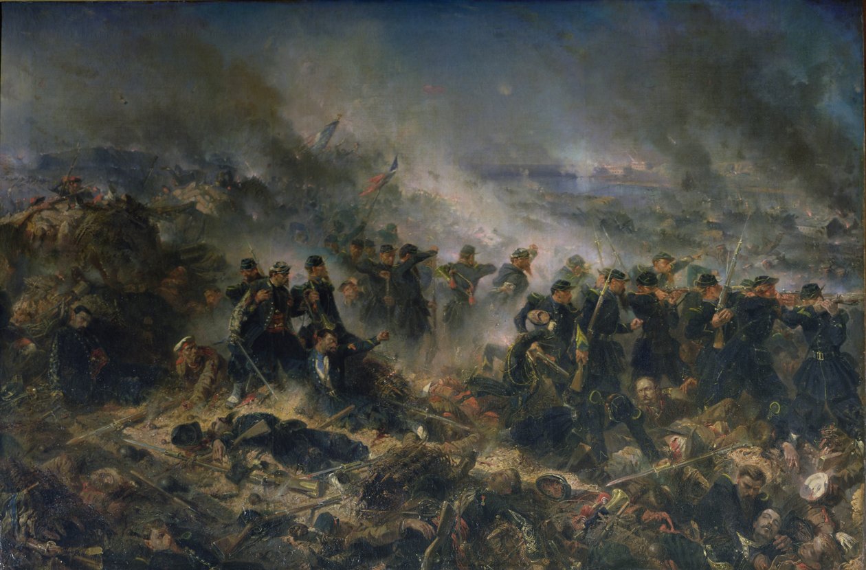 1855年6月18日、セバストポル包囲戦でのジェルヴェ電池 作： アルフォンス・マリー・ド・ヌーヴィル