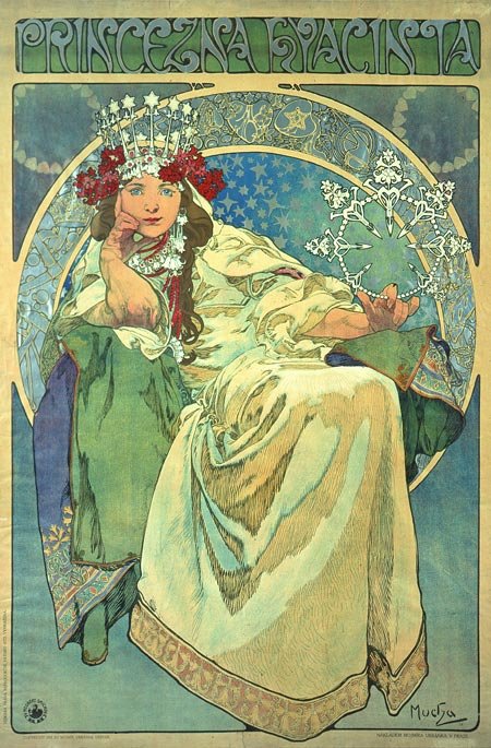 Prinzessin Hyazinthen英語：プリンセスヒヤシンス、アルフォンスミュシャ作カラーリトグラフ、1911n 作： アルフォンス・ミュシャ