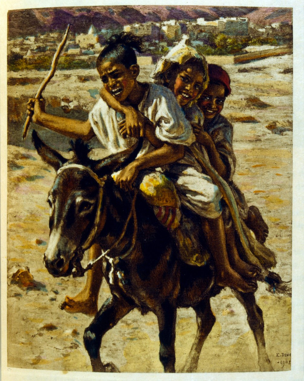 「Mirages」Scenes of Arab life の Dinet によるイラスト。 1906年。ミラージュ、シーン・デ・ラ・ヴィ・アラブは、エティエンヌ・ディネットによってイラストが描かれ、シルマン・ベン・イブラヒム・バーマーによる解説が付けられました。 Nasreddine Dinet は、Alphonse-Étienne Dinet として生まれました。 (1861-1929) はフランスの東洋人でした 作： アルフォンス・エティエンヌ・ディネ