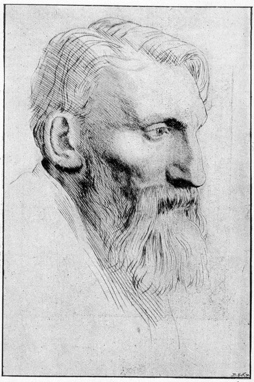 フランスの彫刻家オーギュスト・ロダン（1840-1917）の肖像は、レグロスの強い水の後に描かれています。 作： アルフォンス・レグロス