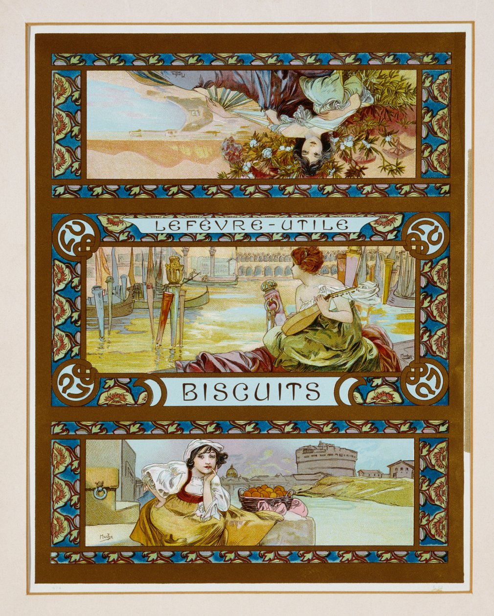 「Lefevre-Utile」のクッキーを宣伝するポスター、1910年頃 作： アルフォンス・ミュシャ