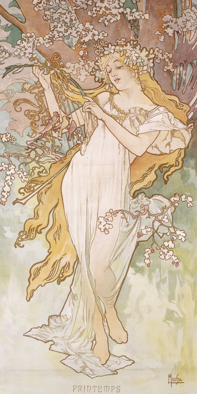春;春、1896年頃 作： アルフォンス・ミュシャ