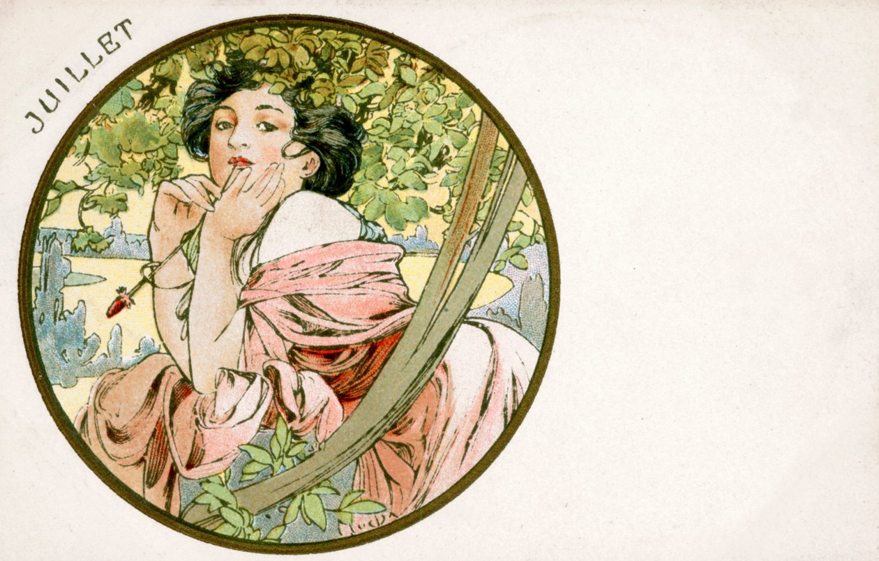 ミュシャ Alfons Mucha リトグラフ JUILLET 1900年頃 7月」、1900年 | アートプリント