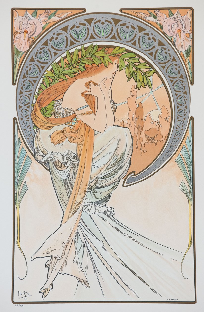 シリーズThe Arts、1898年のLa Poesia。 作： アルフォンス・ミュシャ
