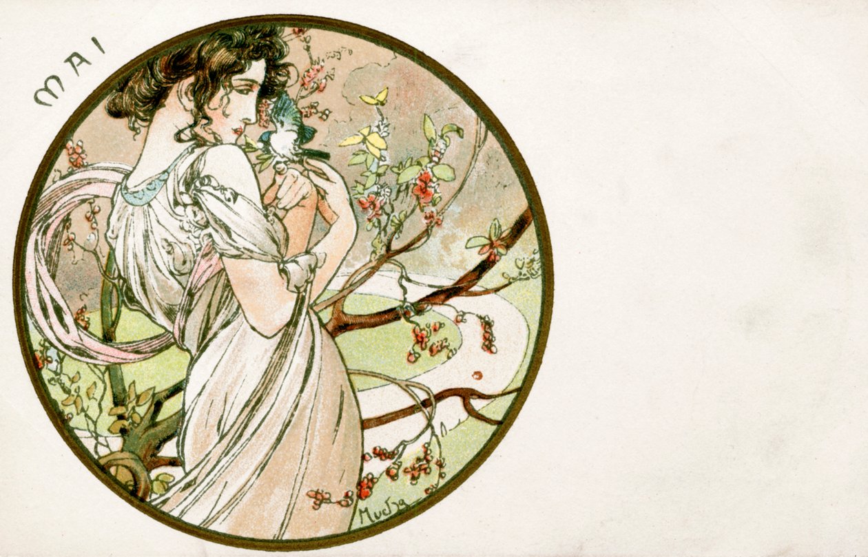 「5 月」、1900 年 作： アルフォンス・ミュシャ