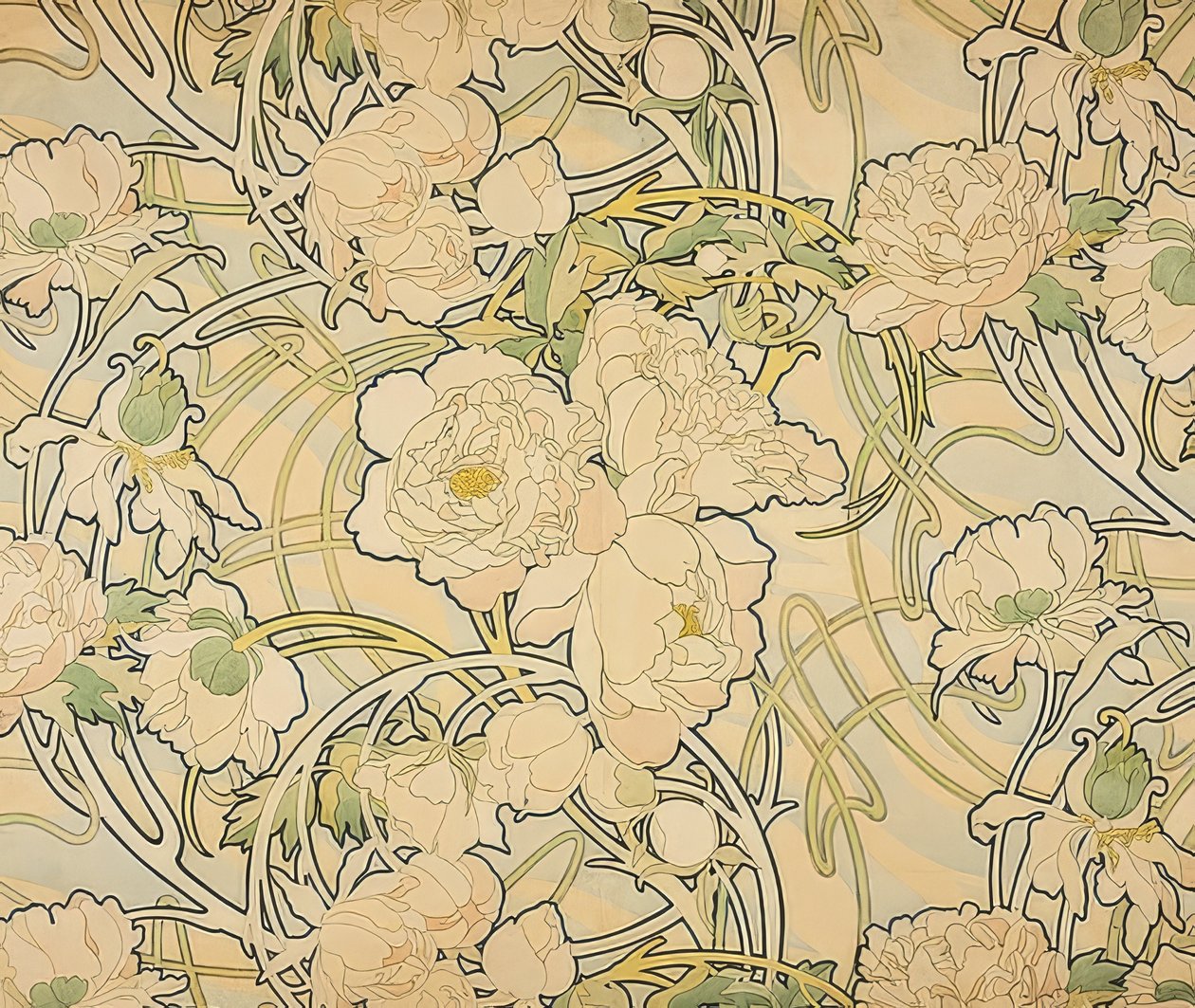 牡丹。 1897 作： アルフォンス・ミュシャ