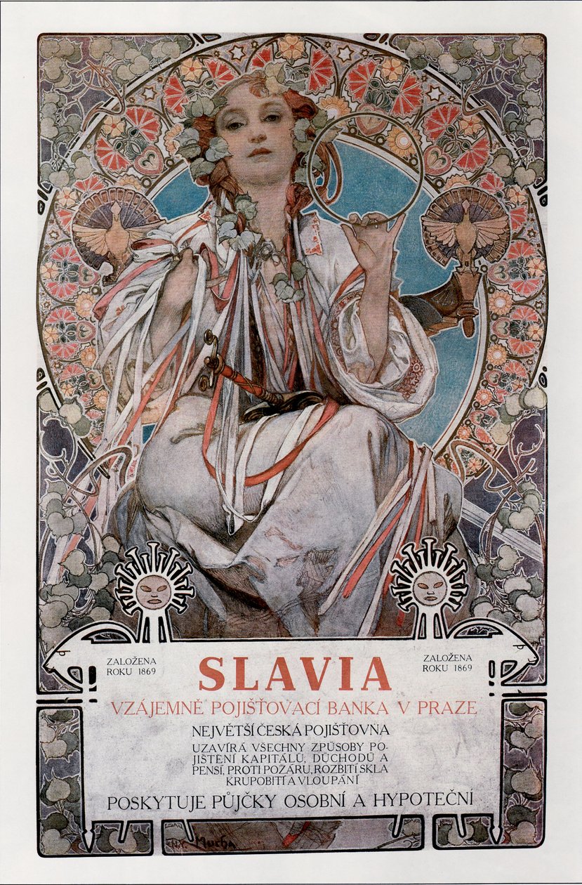 スラビアのポスター、1907 作： アルフォンス・ミュシャ
