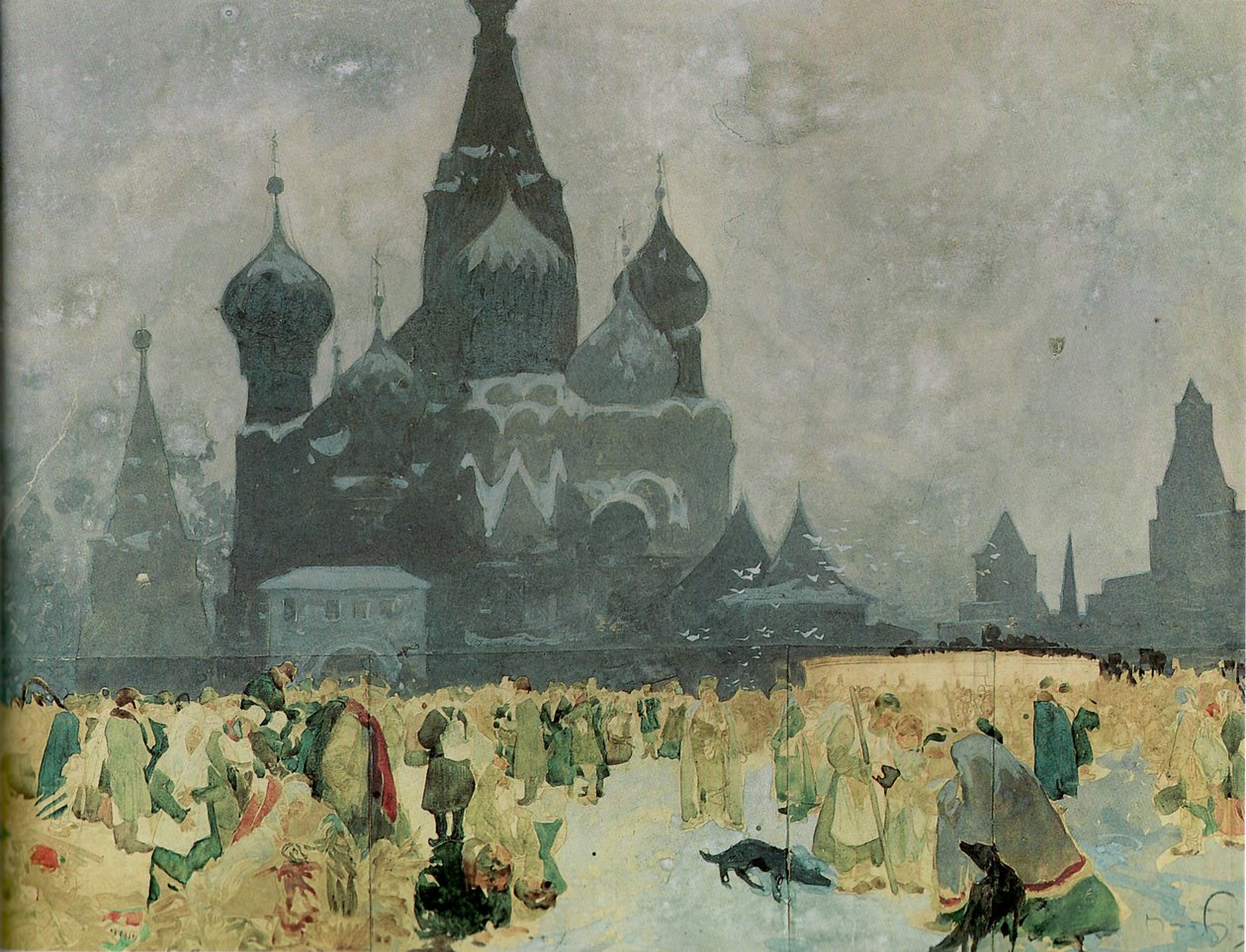 1914年のスラブ叙事詩のためのロシア農奴調査の解放 作： アルフォンス・ミュシャ