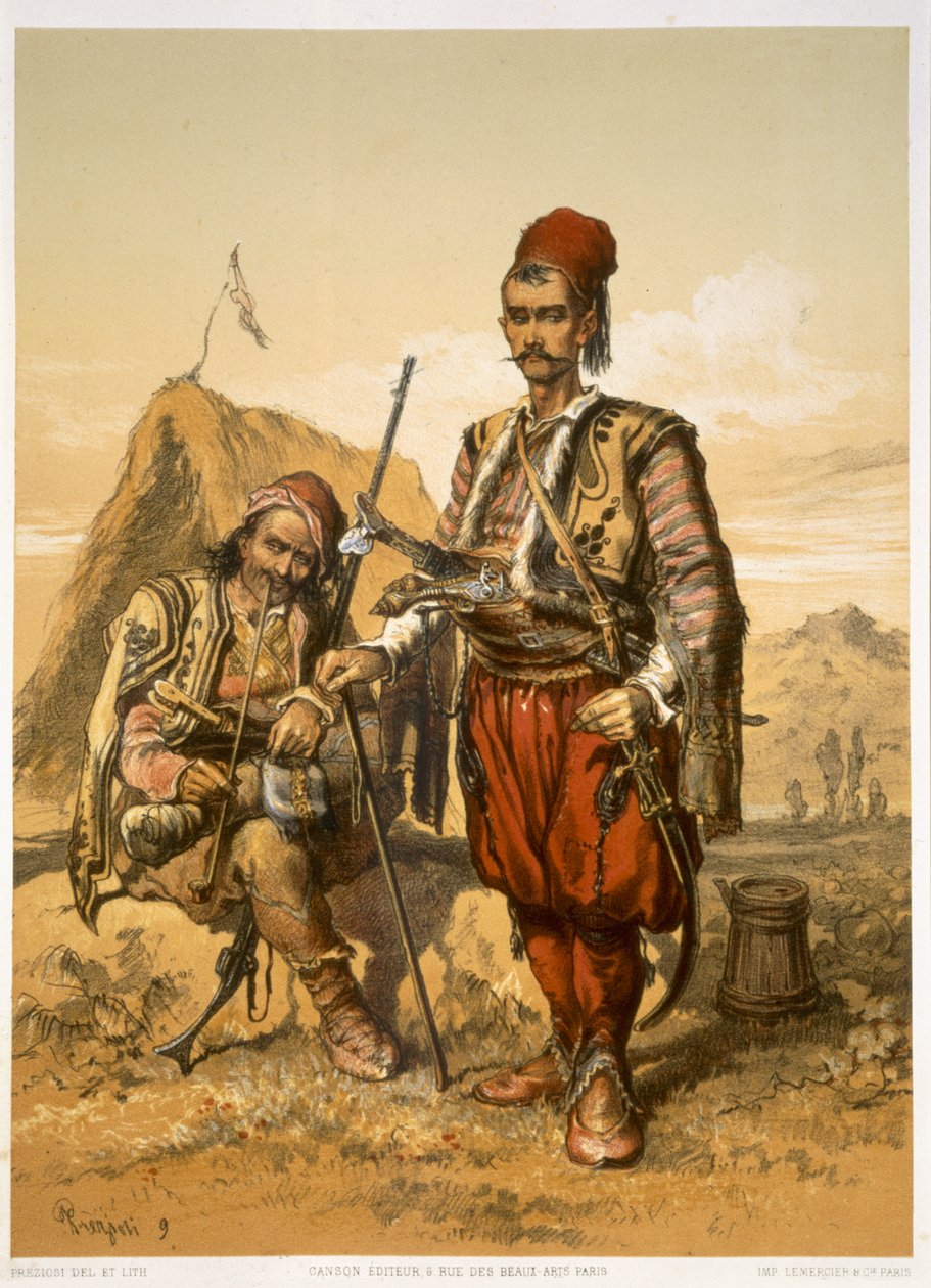 オスマン帝国軍、パブでのトルコの歩兵。ルメルシエ、1857年頃 作： アメデオ・プレツィオージ
