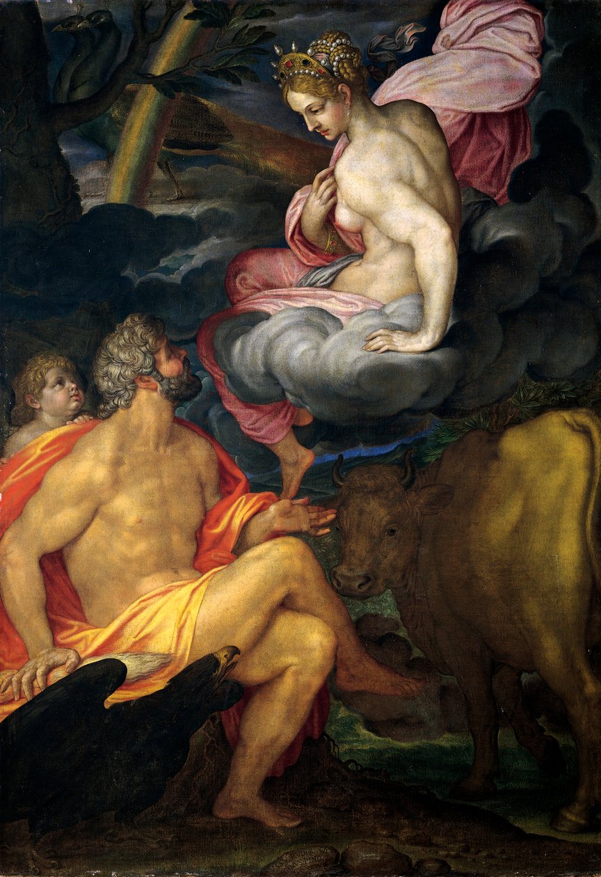 木星、ジュノーとイオ、アンブロジオ・フィジーノ作、油彩・キャンバス、211x145cm 作： アンブロジオ・ジョヴァンニ・フィジーノ