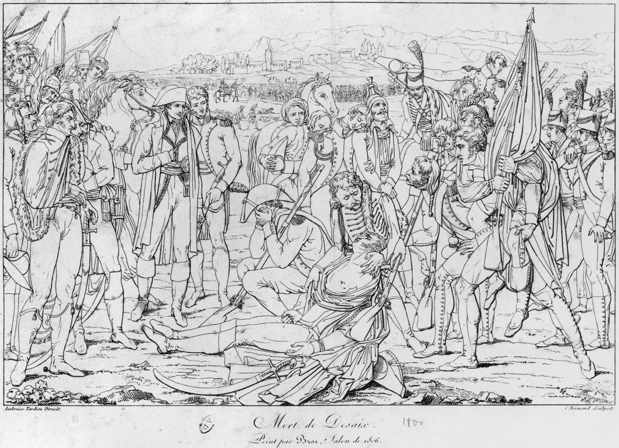 1800年6月14日のマレンゴの戦いでのデサイクス将軍の死。 作： アンブロワーズ・タルデュー