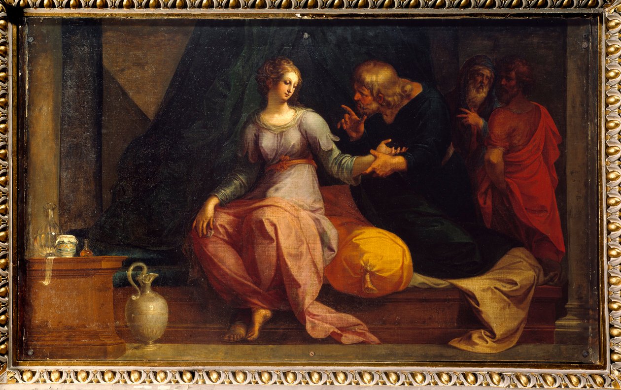 Der Arzt Acestinus untersucht Chariclea (Illustration von „Die Äthiopik oder Geschichte der Liebe von Theagenes und Chariclea“ von Heliodor) von Ambroise Dubois