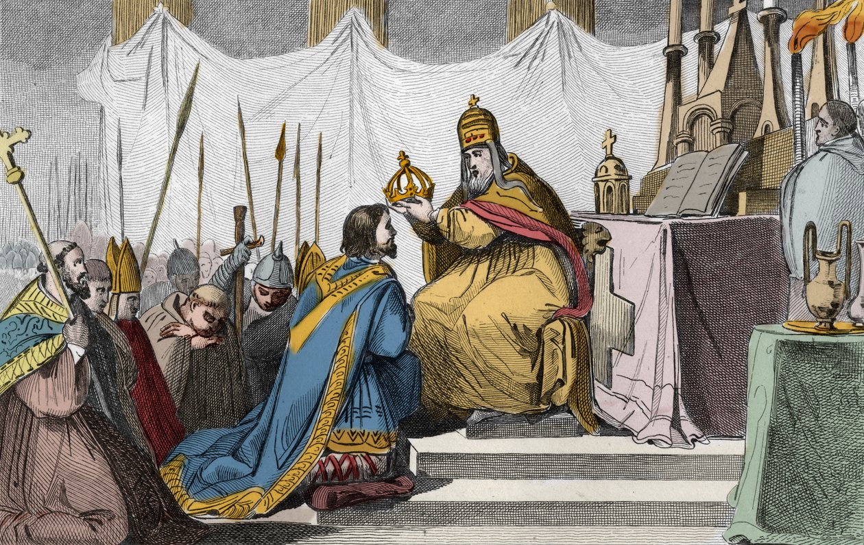800年12月25日にローマのサンピエトロ寺院で教皇レオ3世（c750-816