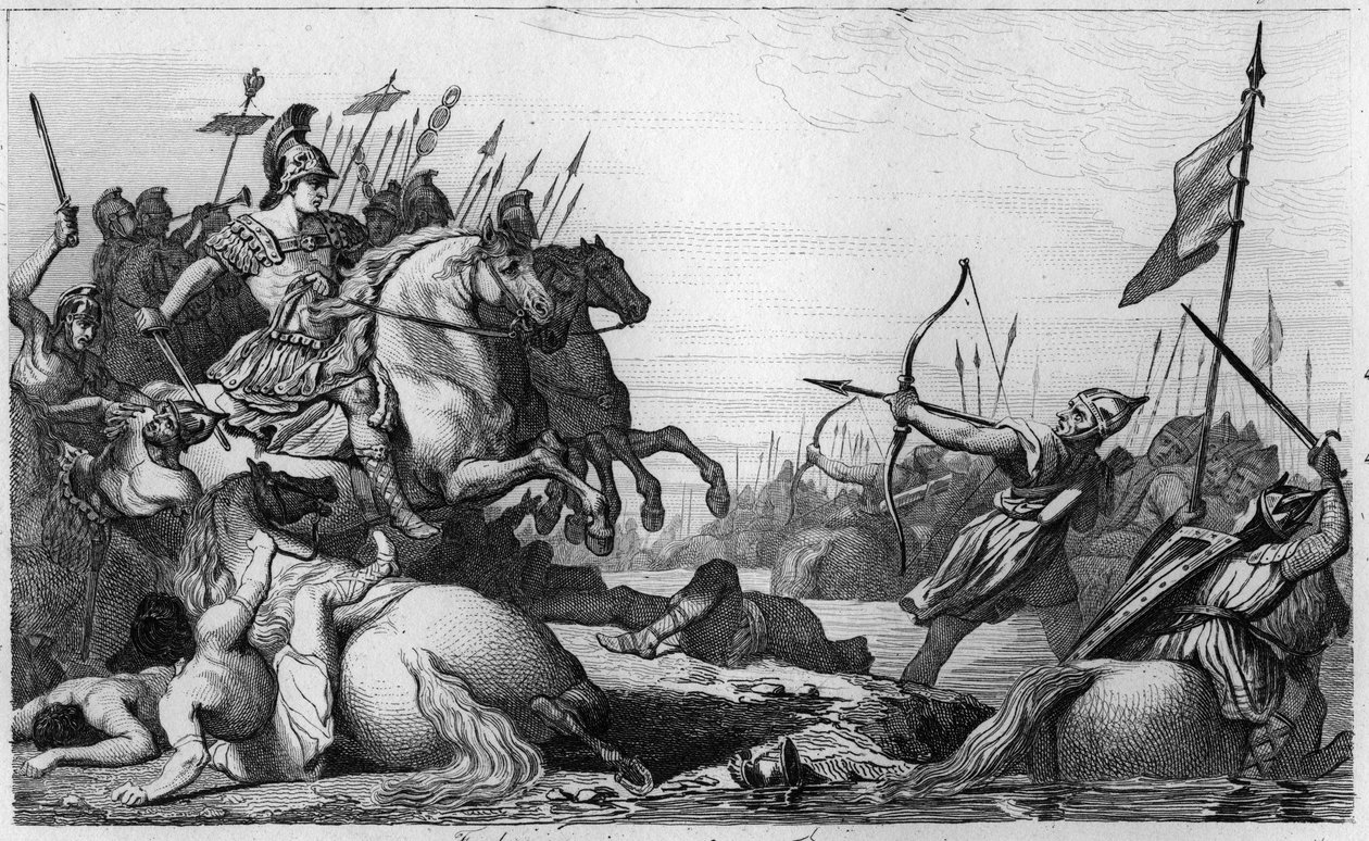Clodion, The Hairy (c428-47) Aetiusに敗れて橋を渡って退く - Clodion dit "Le Chevelu" (ca. 428-c. 448), Merovingiansの祖先、Salians Francsの指導者 - ClodionはValentinien IIIの将軍Aetiusに敗れた。 作： アンブロワーズ・タルデュー