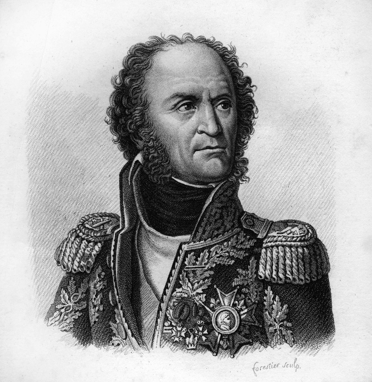 ギョーム・ブルネットフランスの元帥（1763年～1815年）-フランスの勝利と征服を追った「Portraits of French Generals」にて。1818年にAmbroise Tardieuが描いたもの。Stellaコレクション。 作： アンブロワーズ・タルデュー
