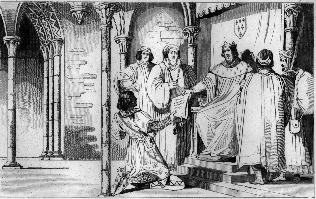 1327年、シャルル4世（1294-1328）がブルボン家の領地を奪い、ロベール・ド・クレルモンの息子でサン・ルイの孫であるルイ1世に譲った。 作： アンブロワーズ・タルデュー
