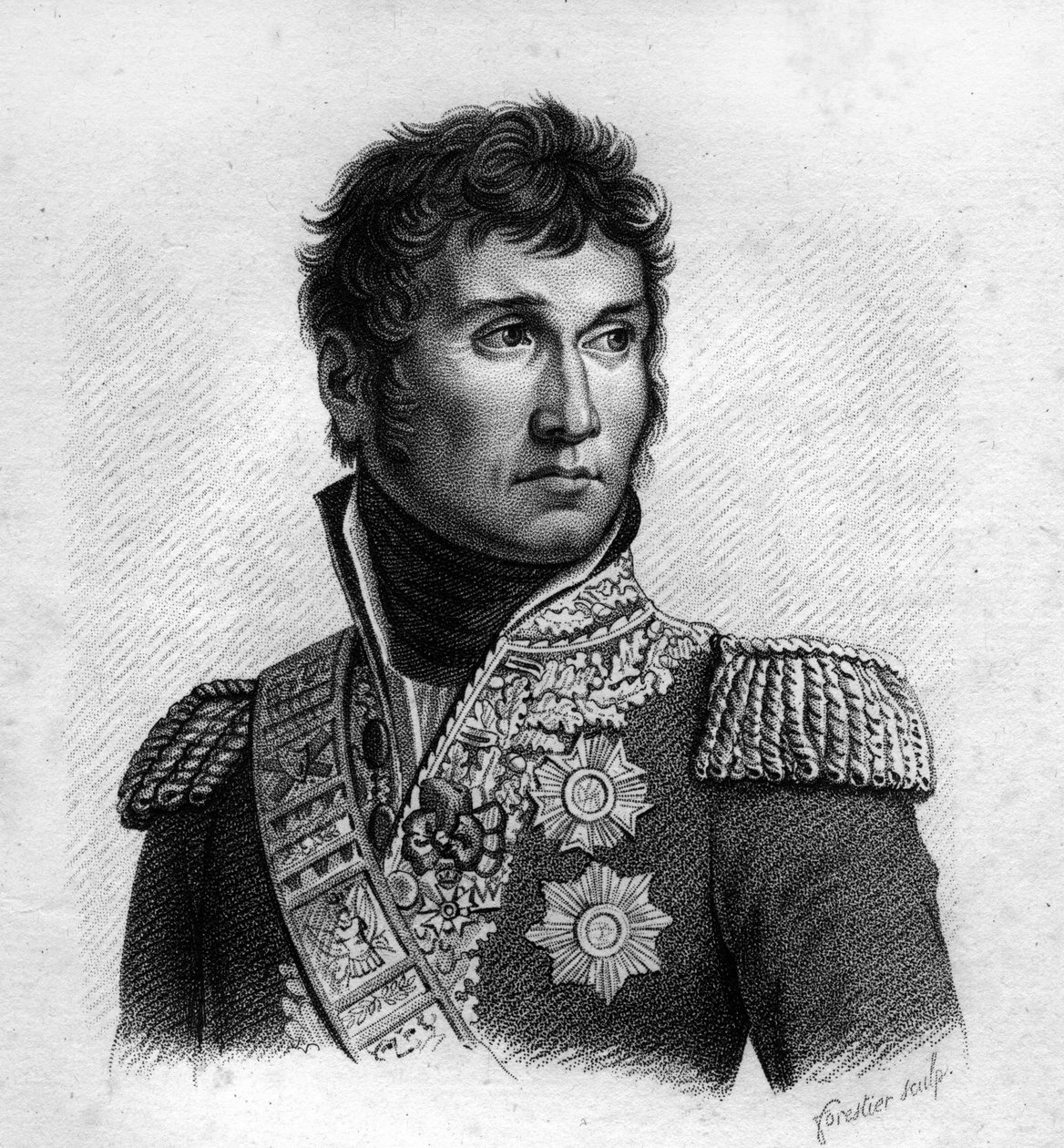 Jean Lannes (1769-1809), Duke of Montebello, "Portraits of the French generals following the victories and conquests of the French "に登場するフランスの元帥。1818年にAmbroise Tardieuが描いたもの。Stellaコレクション。 作： アンブロワーズ・タルデュー