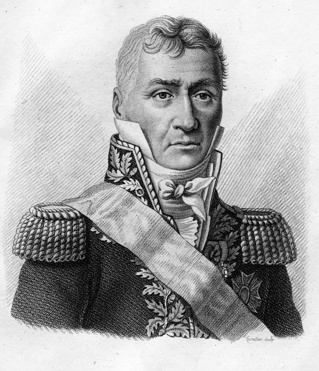 Louis Friant (1758-1829) - 「フランスの勝利と征服に続く将軍たちのポートレート」の中の一人。1818年にAmbroise Tardieuが彫ったもの。Stellaコレクション。 作： アンブロワーズ・タルデュー