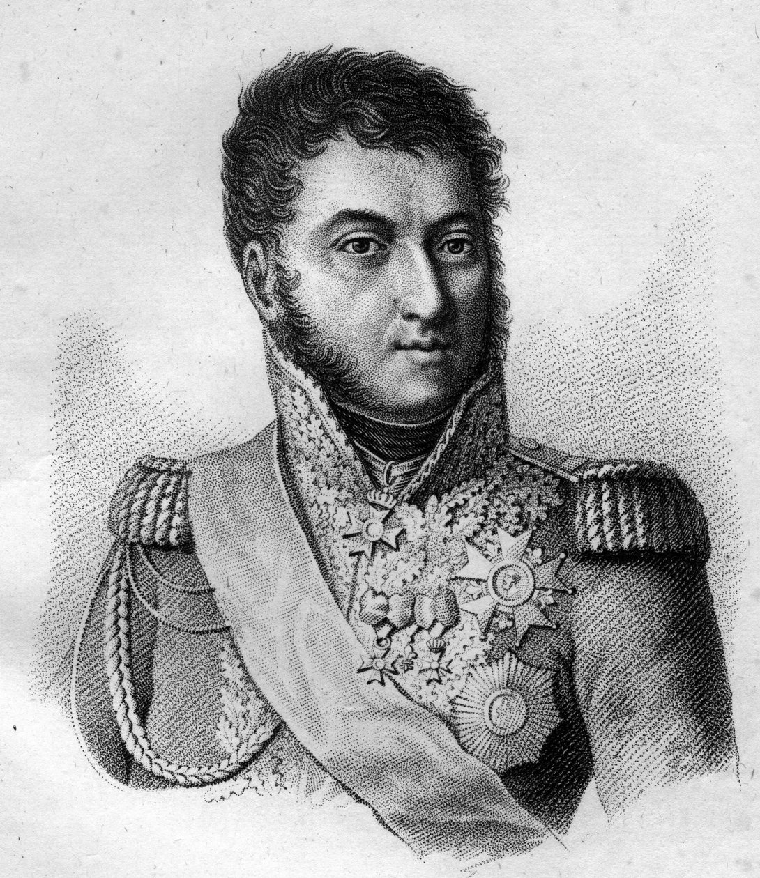 スーシェ元帥Louis Gabriel (Louis-Gabriel) Suchet (1770-1826), Duke of Albufera Maréchal of France. in "Portraits of the French generals following the victories and conquests of the French".1818年にAmbroise Tardieuが彫ったもの。ステラコレクション。 作： アンブロワーズ・タルデュー