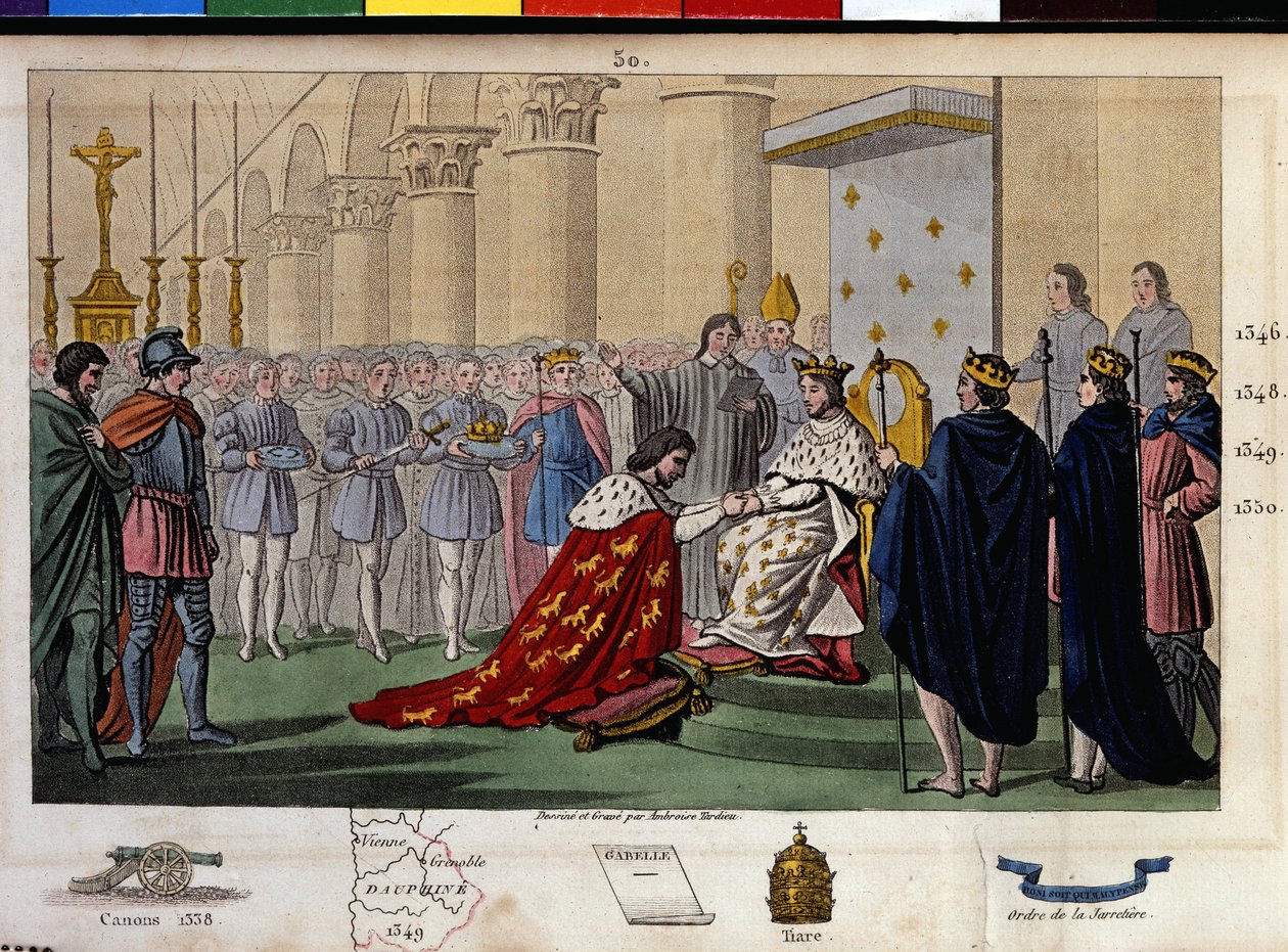 Philipp VI. von Valois (1294-1350) wurde 1328 von den Vereinigten Staaten als König anerkannt, die die Ansprüche von Eduard III., König von England, Enkel von Philipp dem Schönen und Philippe d