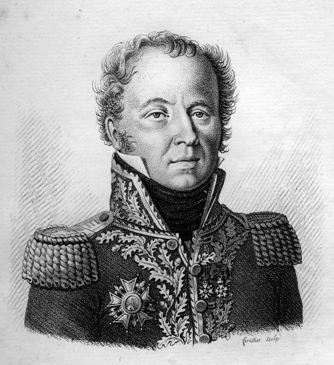 ルイ・エマニュエル(Louis-Emmanuel)レイ少将(1768-1846)の肖像-「Portraits des generaux francais en suite les victoires et conquetes des Francais」に掲載。1818年にAmbroise Tardieuが描いたもの。Stellaコレクション。 作： アンブロワーズ・タルデュー