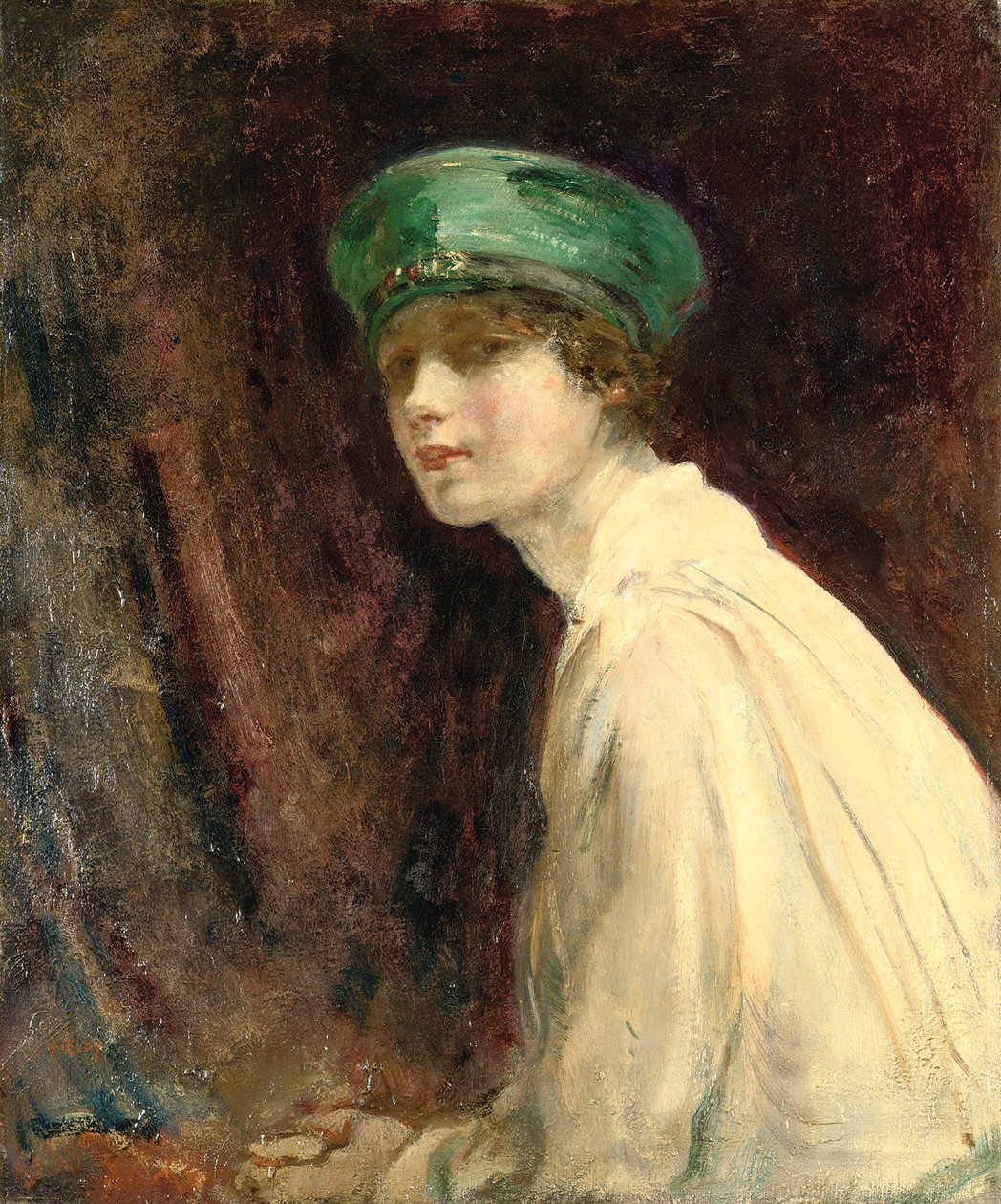 「グリーンハット」、クロードジョンソン夫人の肖像、1918年 作： アンブローズマケボイ