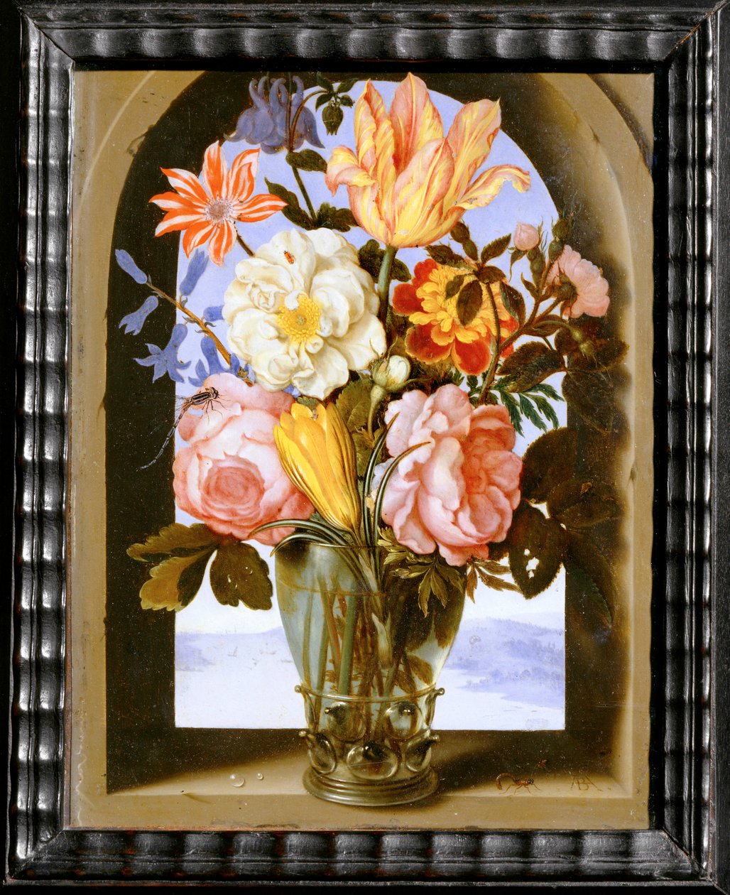 石造りのアーチに花束が飾られている。 作： アンブローズ 2 世 ボシャールト