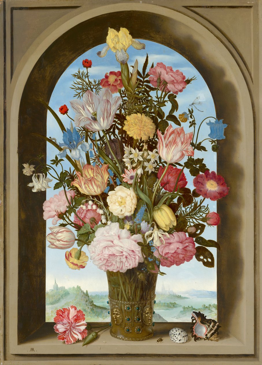 窓の中の花瓶、c.1618 作： アンブロジウス・ボスハールト長老