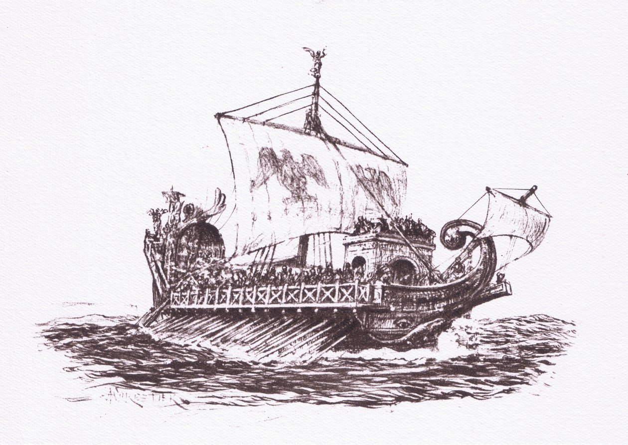 艦隊のパトロール：ローマの船、イラスト、ローマの兵士、1928 作： アメディー・フォレスティエ