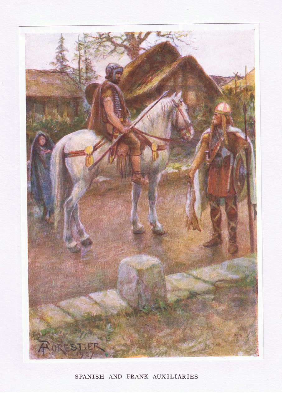 スペインとフランクの助剤、イラスト、ローマの兵士、1928年から 作： アメディー・フォレスティエ