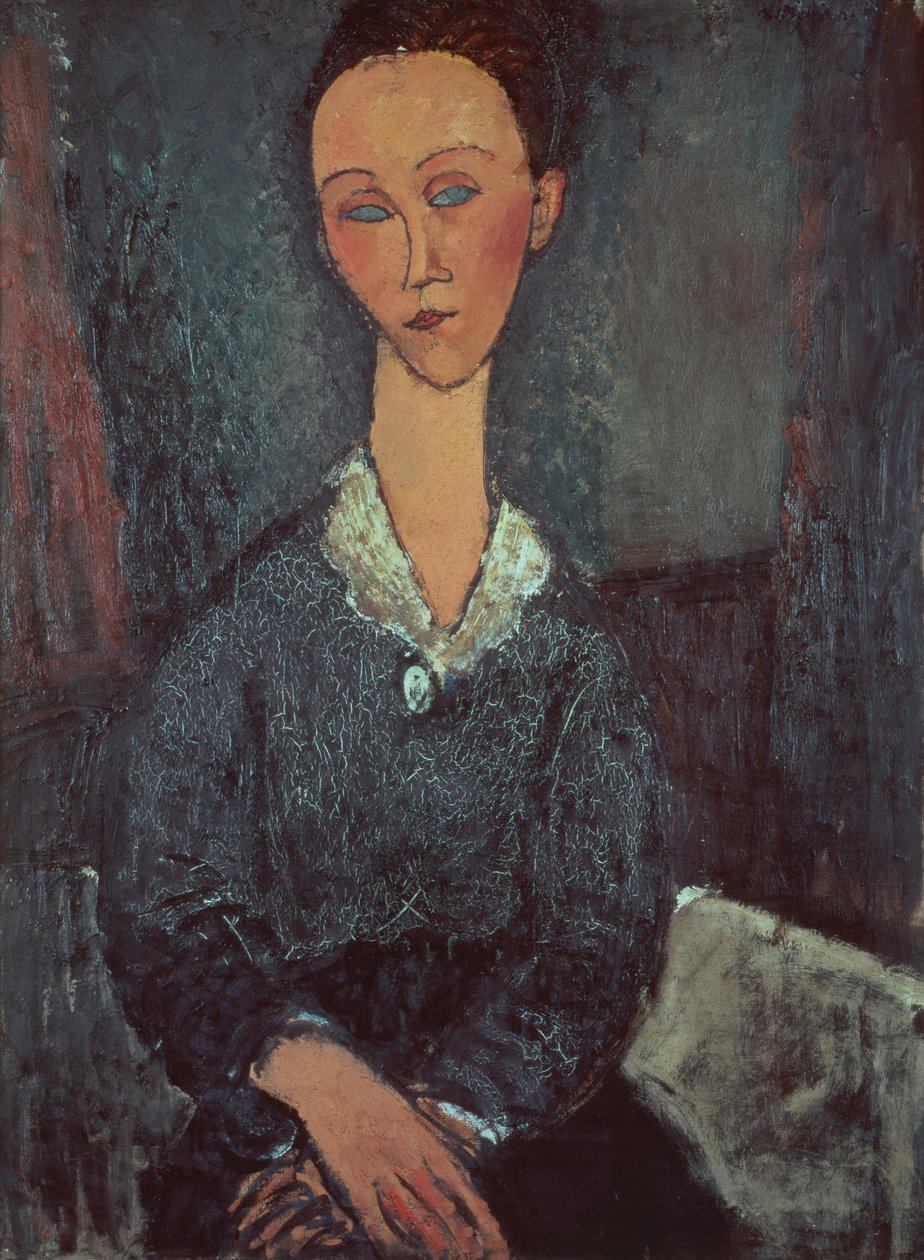 白い襟を持つ女性の肖像画 作： アメデオ・モディリアーニ