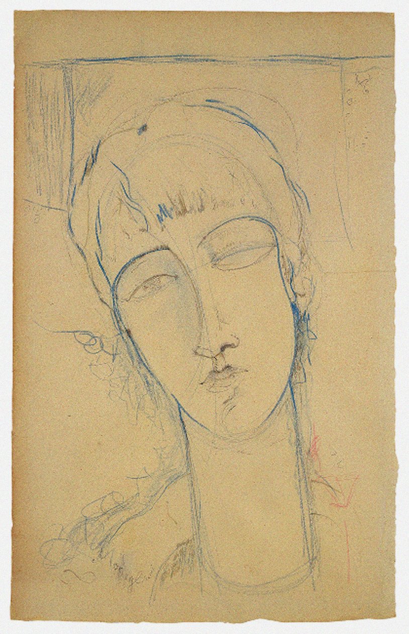 赤毛の女性のアンナアフマトヴァ肖像画、1915 作： アメデオ・モディリアーニ