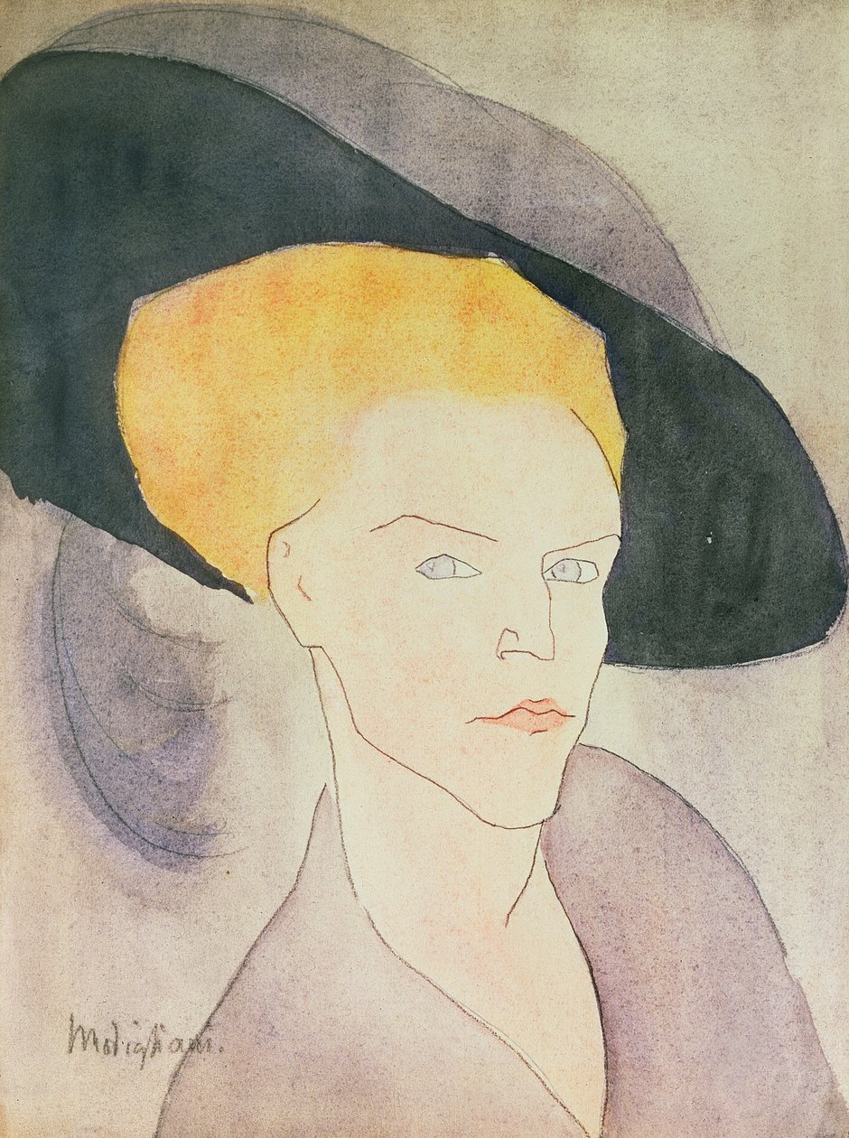 帽子をかぶった女性の頭、1907 作： アメデオ・モディリアーニ