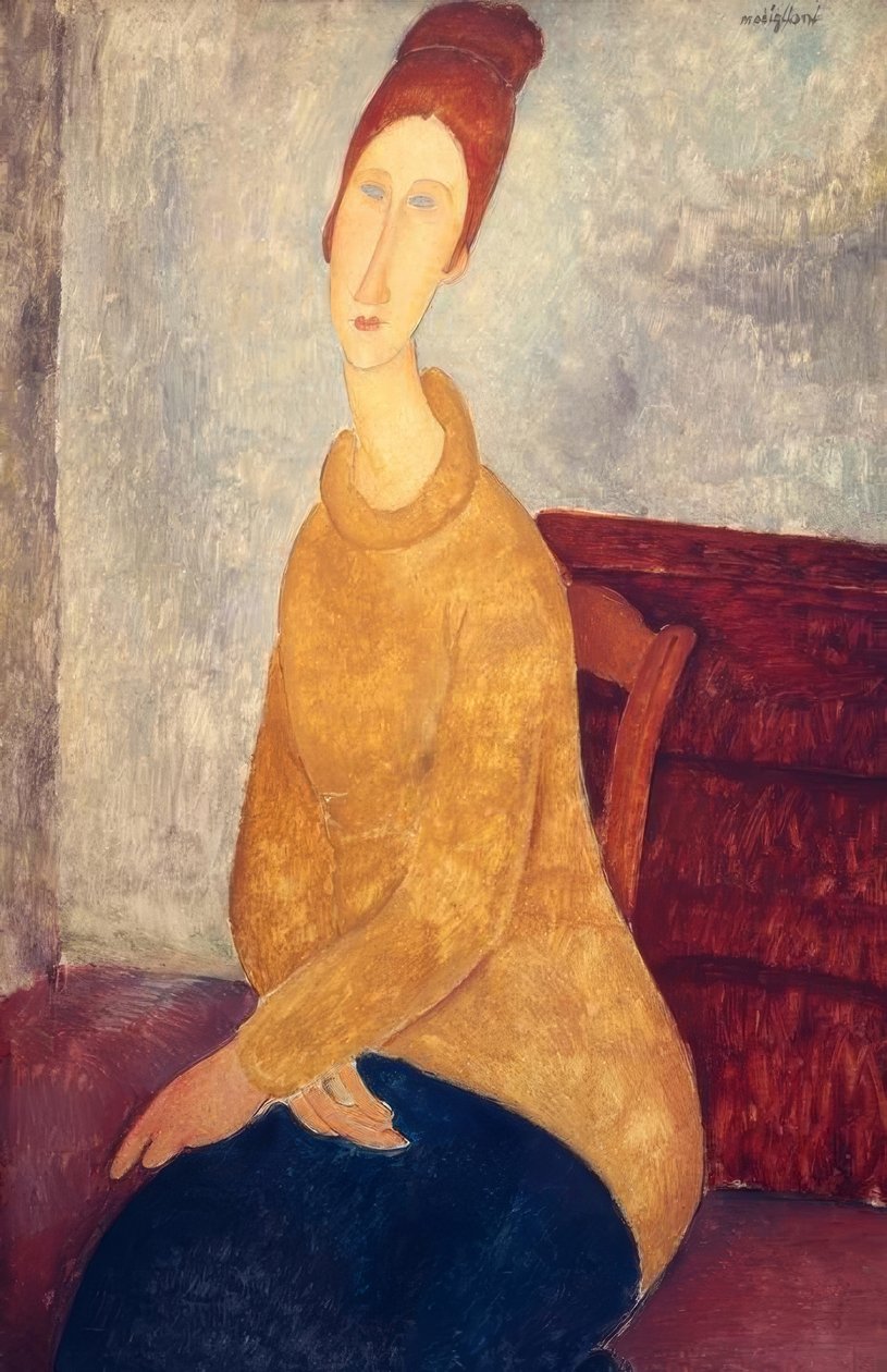 黄色いセーターを着たJeanne Hebuterne 作： アメデオ・モディリアーニ