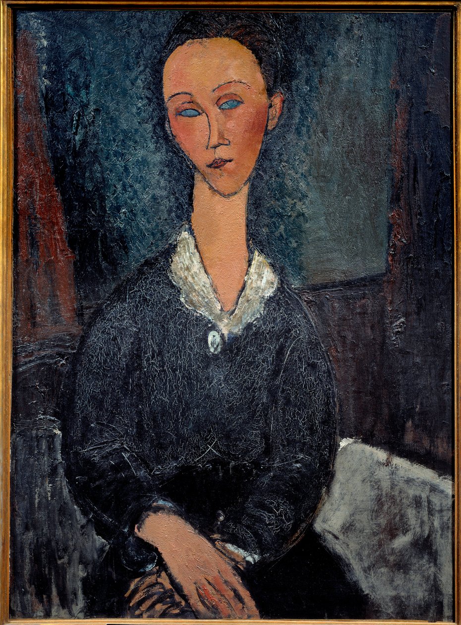 La woman au col blanc アメデオ・モディリアーニ（1884-1920）の絵画 20世紀 日。0.92x0.6 m グルノーブル、ミュゼ・デ・ボザール 作： アメデオ・モディリアーニ