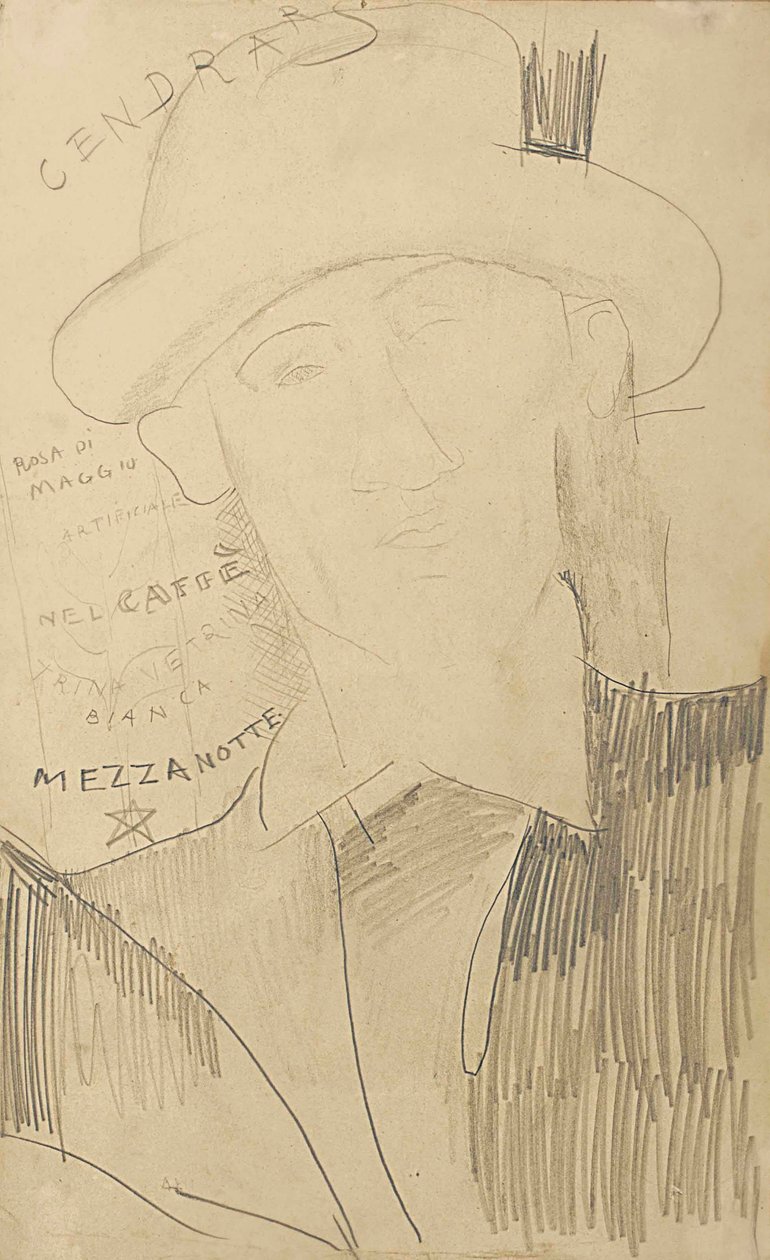 ブレーズセントラーの肖像、c.1916-18 作： アメデオ・モディリアーニ
