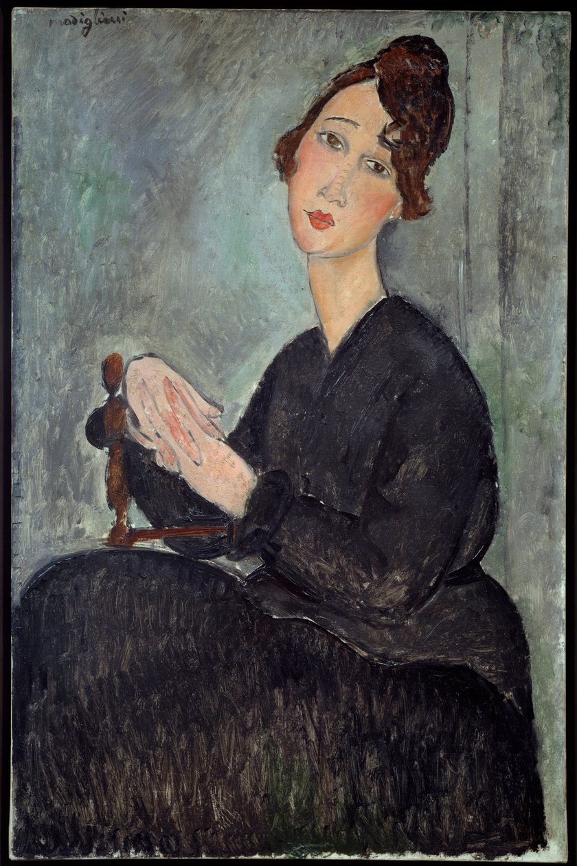 デディ（オデット・ヘイデン）の肖像」 アメデオ・モディリアーニ（1884-1920）の絵画 1918年 日0.92x0.6 m - パリ国立近代美術館 - デディ（オデット・ヘイデン）の肖像 - アメデオ・モディリアーニ（1884-1920）の絵画、油彩、キャンバス（92x60cm）。 作： アメデオ・モディリアーニ