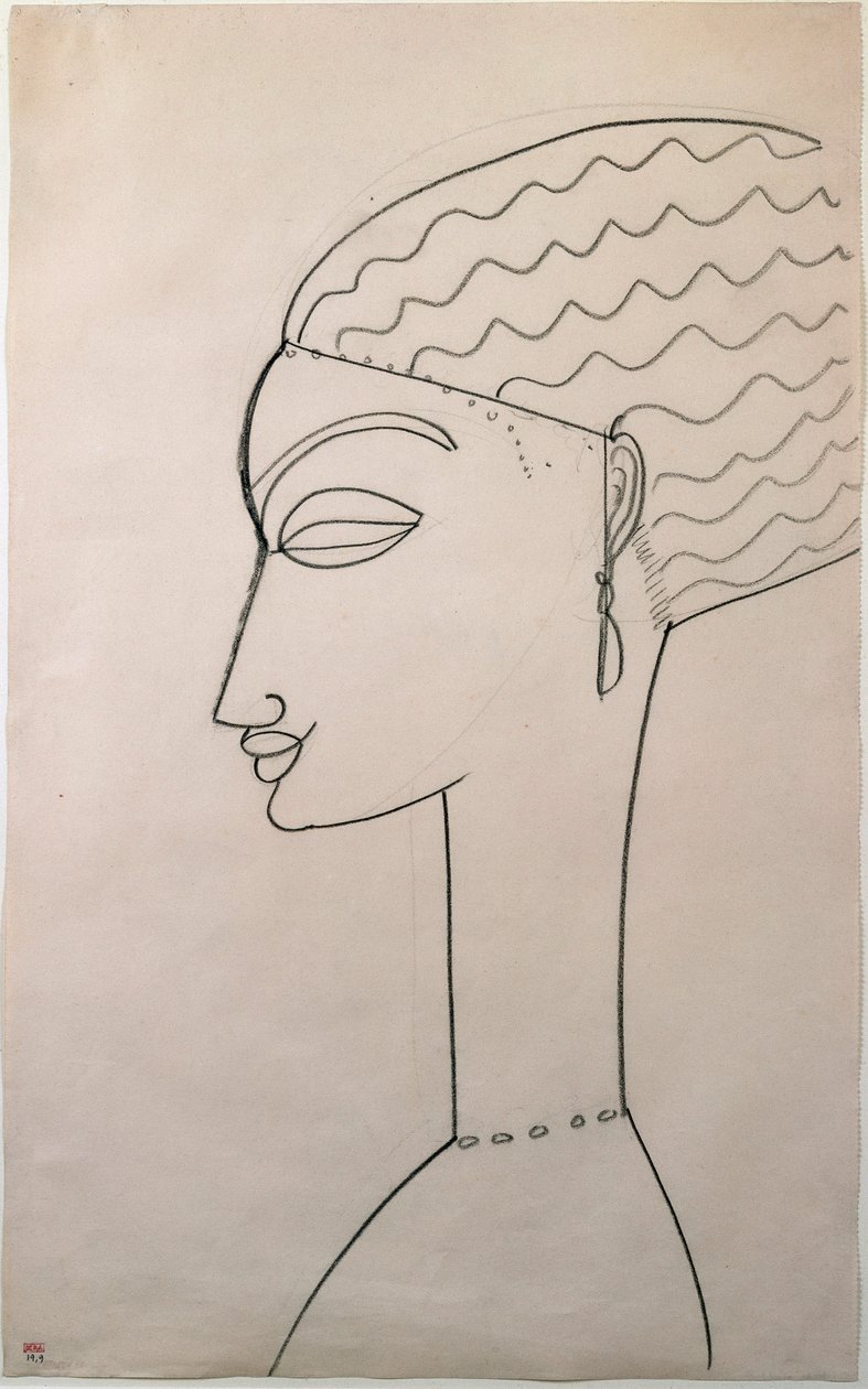 女性のプロフィール。女性のプロファイル。アメデオ・モディリアーニ（1884-1920）、1910-1911によるドローイング。ニューヨーク近代美術館 作： アメデオ・モディリアーニ