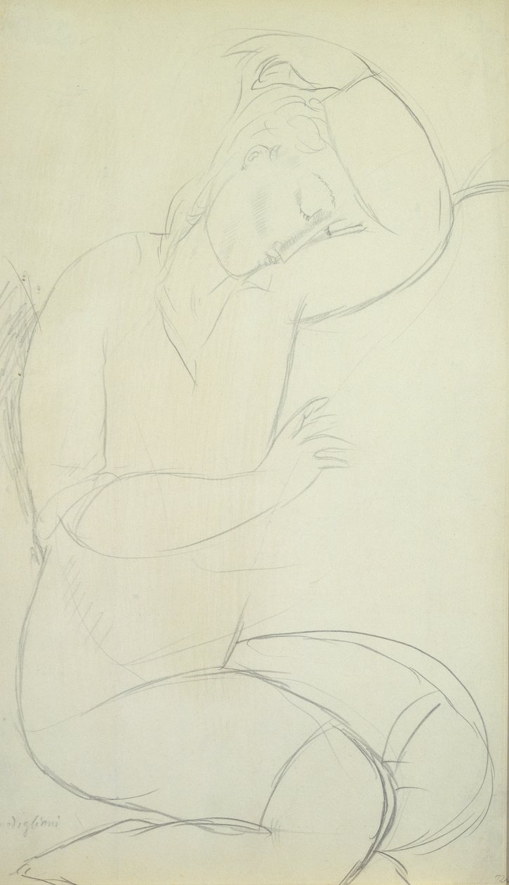 眠る女（紙に鉛筆） 作： アメデオ・モディリアーニ