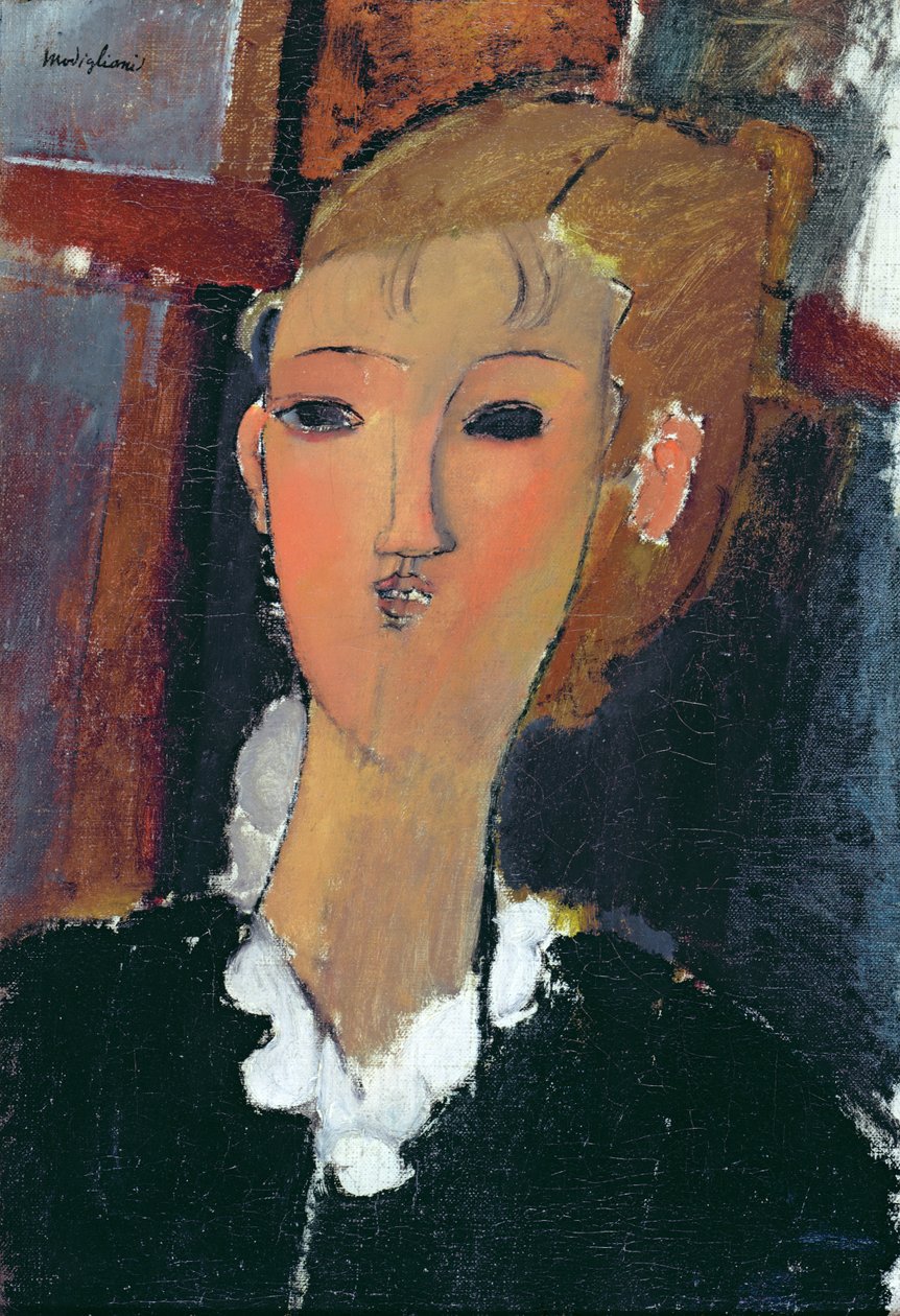 小さなラフの中の若い女性 作： アメデオ・モディリアーニ