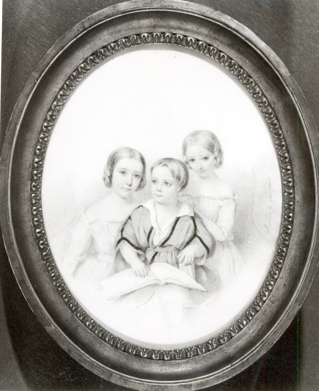 ブランディーン（b.1835）、コシマ（b.1837）、ダニエル（b.1839）、マリーダゴールトとフランツリスト（紙にパステル）の子供たち 作： アメリ・デ・ラセペデ
