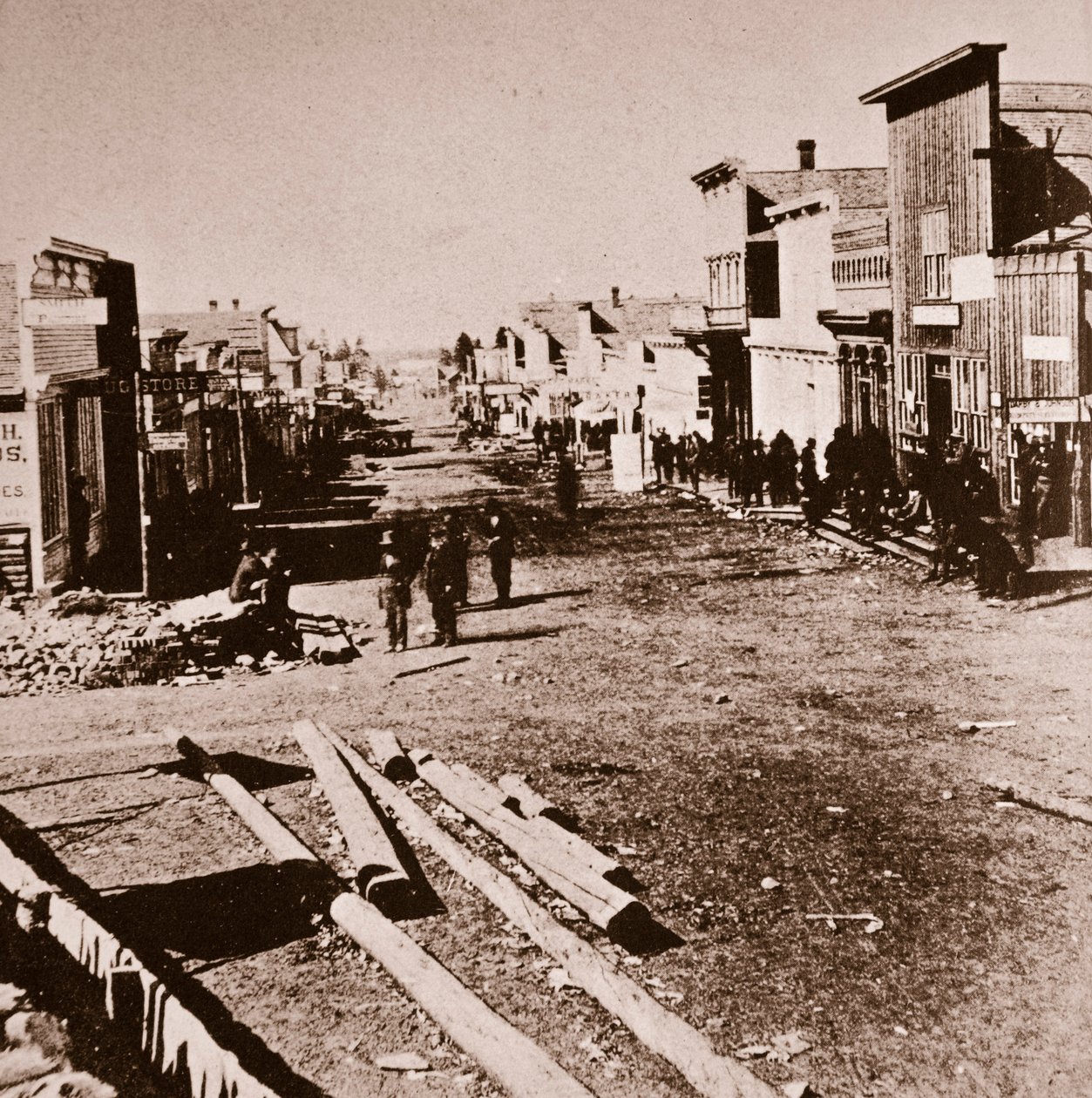 リードビルコロラド、1870年代（セピア写真） 作： アメリカの写真家