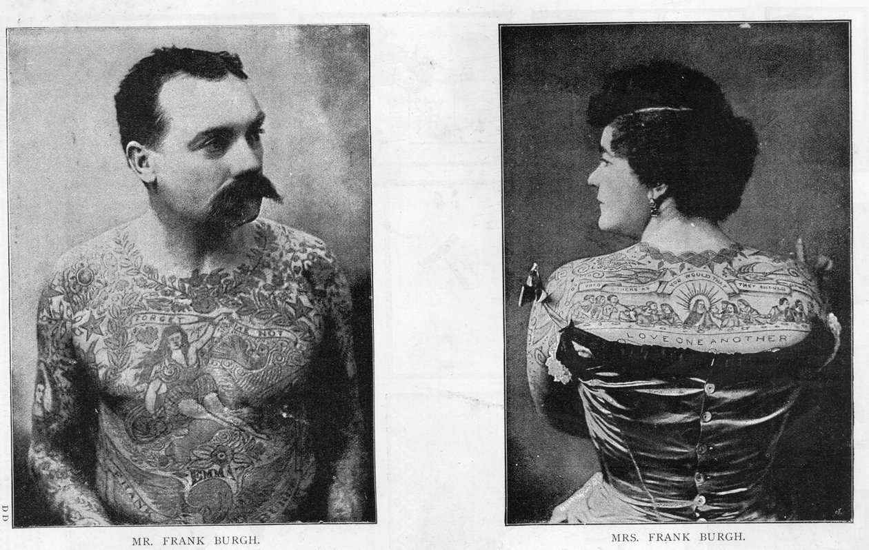 フランクバーク夫妻は1893年にアメリカで刺青術を披露 作： アメリカの写真家
