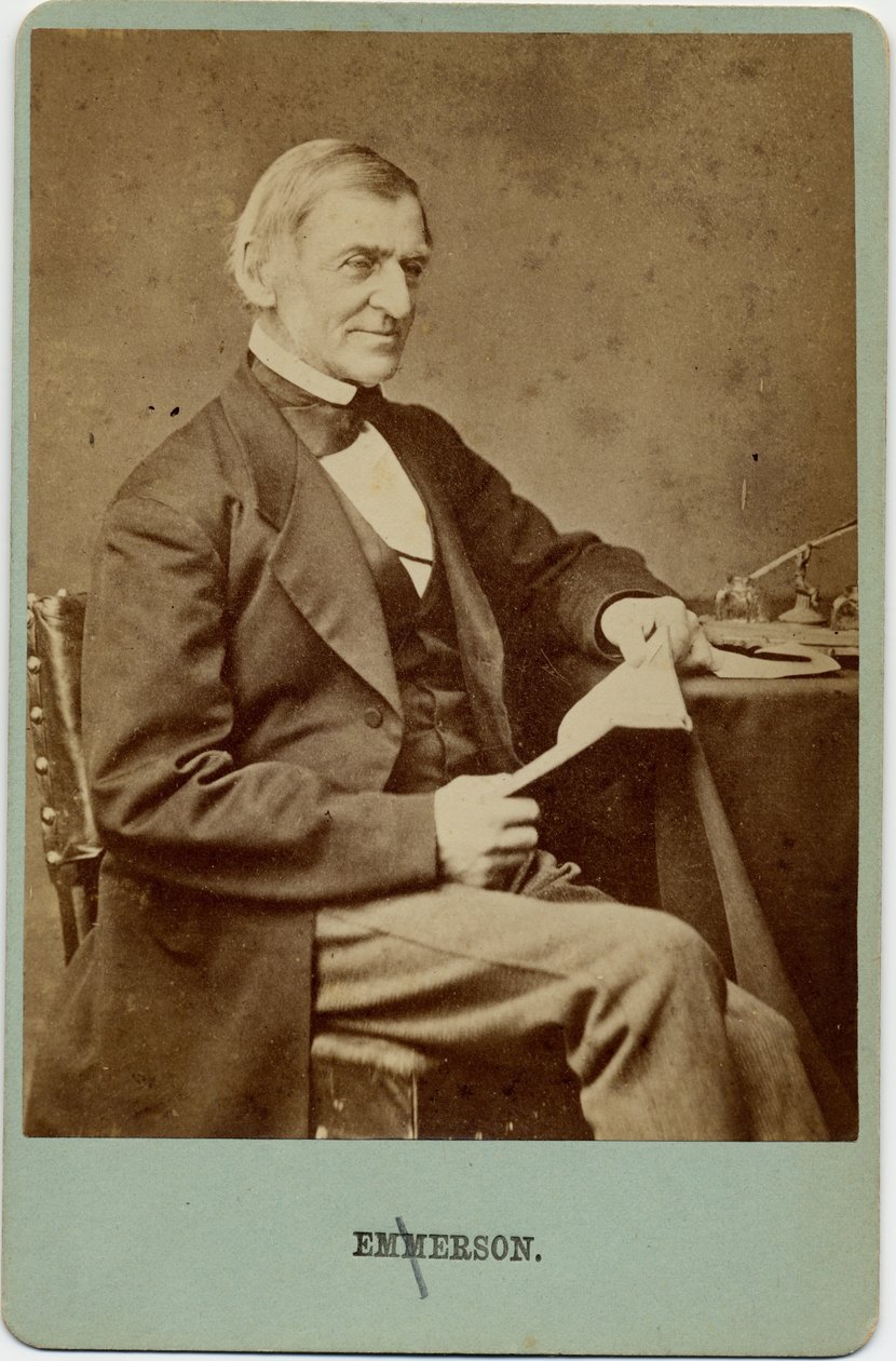 ラルフワルドエマーソン（1803-82）、アメリカの詩人、哲学者、エッセイスト（アルブメン写真） 作： アメリカの写真家